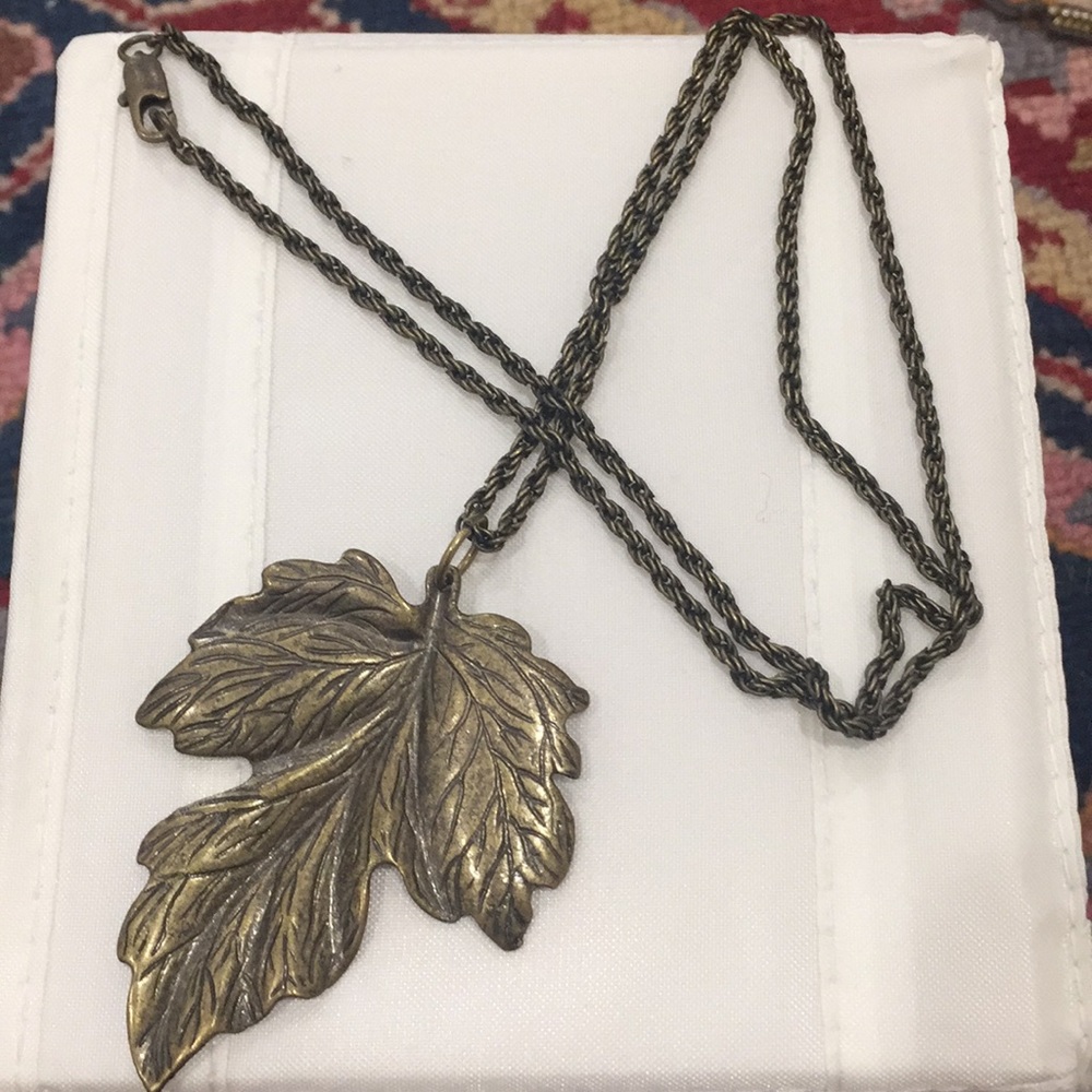 Brass Leaf Pendant Necklace